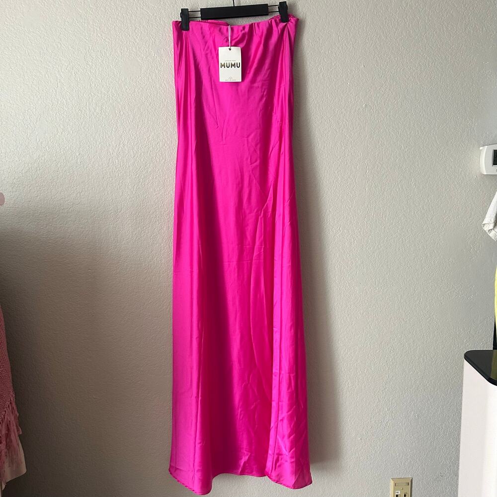 Show Me Your  Mumu Taylor Tube Maxi Dress Hot Pink Size Large NWT - Picture 4 of 8